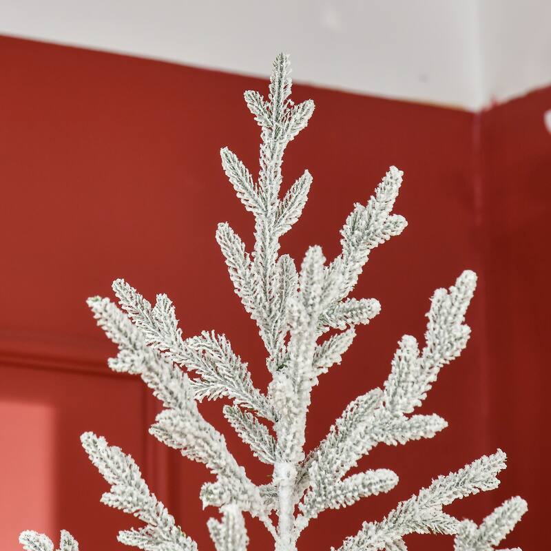 HOMCOM 7 ft. Flocked White Christmas Tree with Stand - Green - 7 Foot