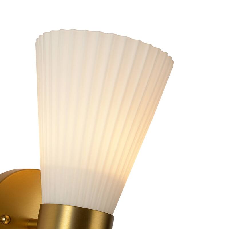 2-Light Hourglass Ribbed Glass Up & Down Wall Lamp Ambient Lighting