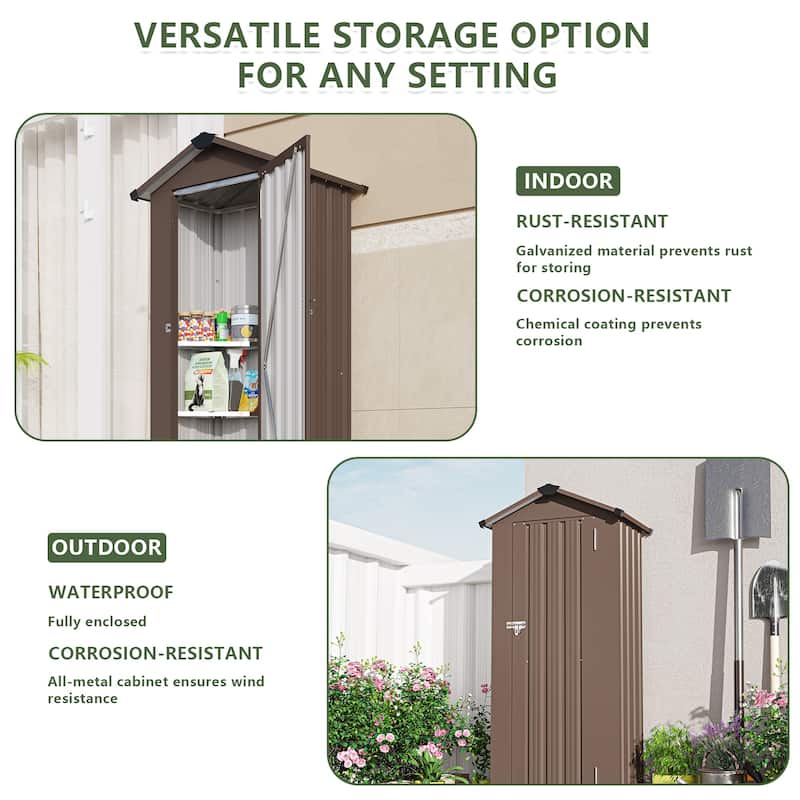 Galvanized Iron Garden Shed Tool Shed with Waterproof Lock & Stylish Design Outdoor Storage Shed for Backyard