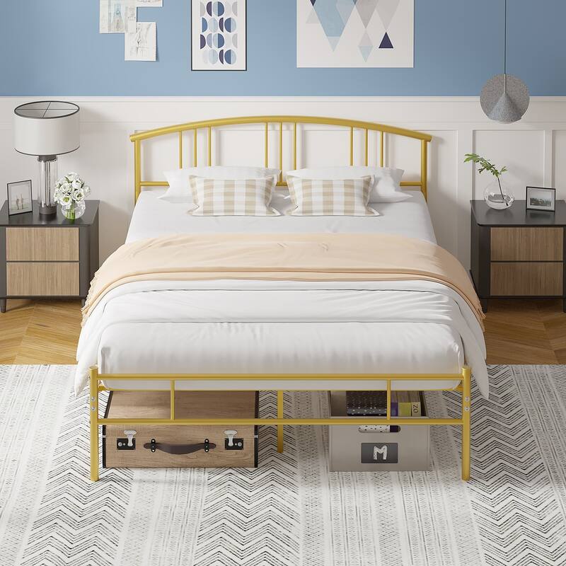 VECELO Bed Frame with Headboard & Metal Slat,Easy Set up- Twin/Full/QueenSize Bed