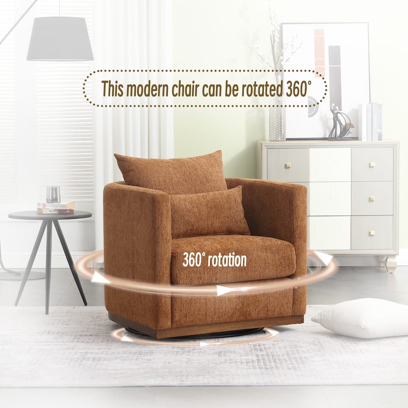 GDFStudio - Harper Chenille Swivel Barrel Chair with Sturdy Metal Base and Ergonomic Design