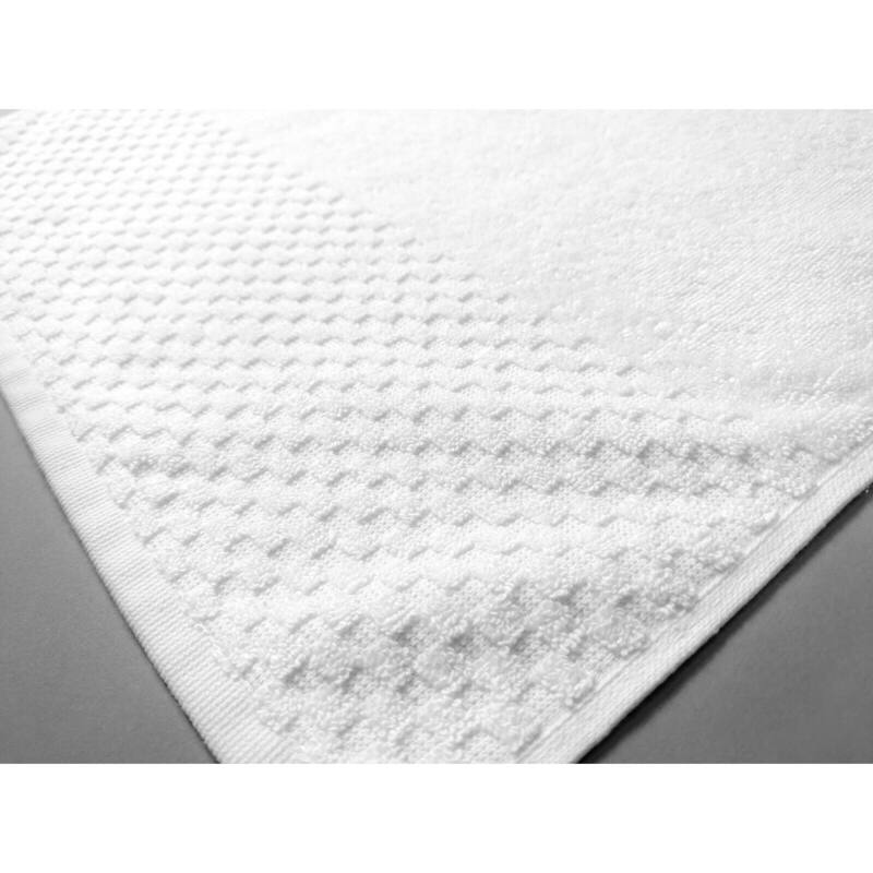Kaufman 6 piece set Premium Hilton White Checkerboard Hand Towel,USA Cotton, 17 x 28