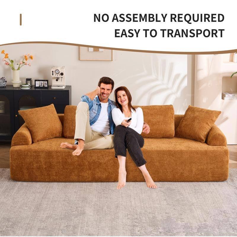 4-Seater Compression Sofa, Crochet Yarn Fabric, Soft Cushions