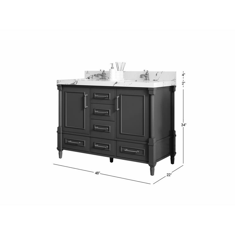Willow Collections 48 in. W x 22 in. D Aberdeen Double sink Bathroom Vanity with Countertop