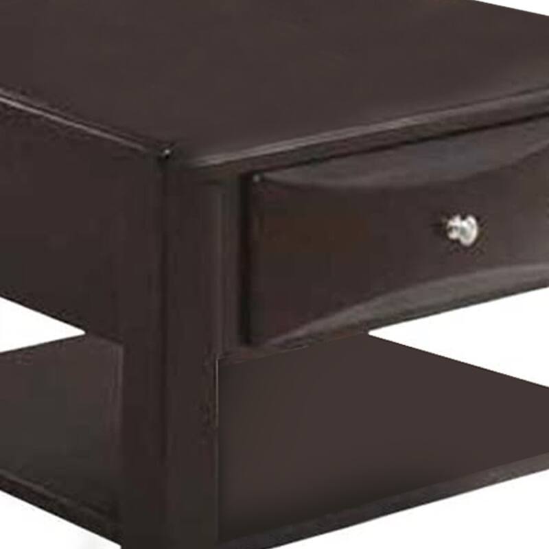 22 in. Brown Square Wood End Table with Storage Drawer for Convenience