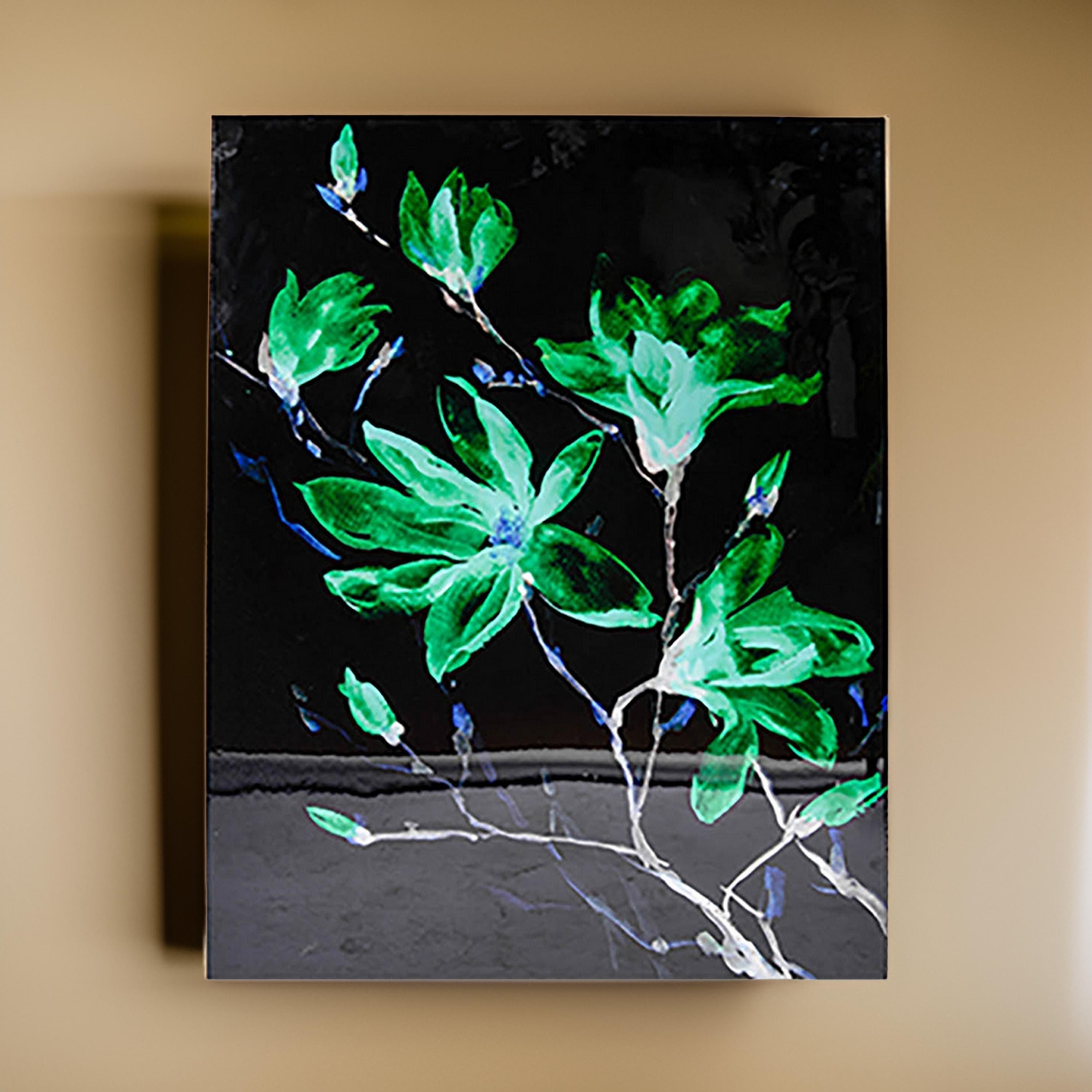 32 x 47 Set of 2 Framed Wall Art, Flower Print, Modern Style, Black, Green