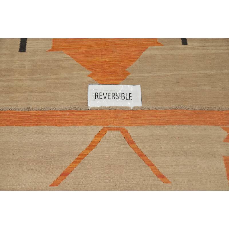 Hand Woven Oriental 100% Wool Carpet Southwestern Tribal Brown Kilim Area Rug - 11' 9'' X 9' 0''