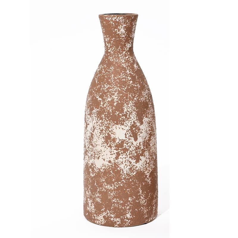 Rustic Brown Tall Round Stoneware Vase (Single) - 15.94" H x 5.91" W x 5.91" D