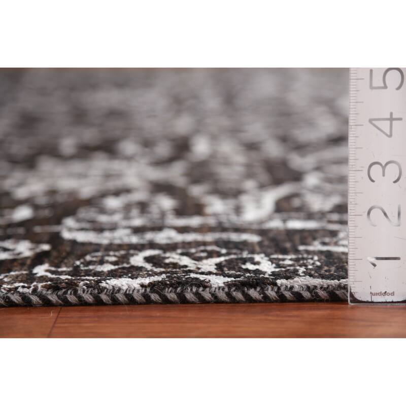 Black Art Craft Oriental Area Rug Handmade Wool And Silk Carpet - 9'0"x 12'7"