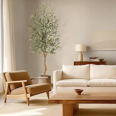 Olive Trees Artificial Indoor, 7FT Tall Olive Tree Plants, Faux Olive Tree with Realistic Trunk, for Home Office Decor - 7 FT