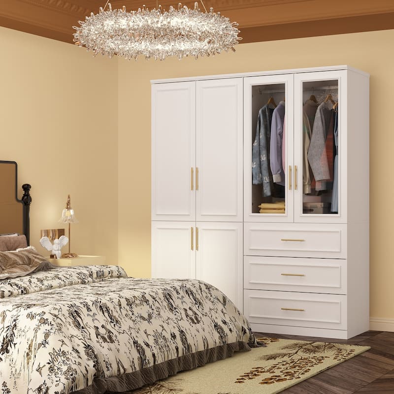 74.8"H Modular Armoire&Wardrobe Storage Closet Cabinet Organizer White