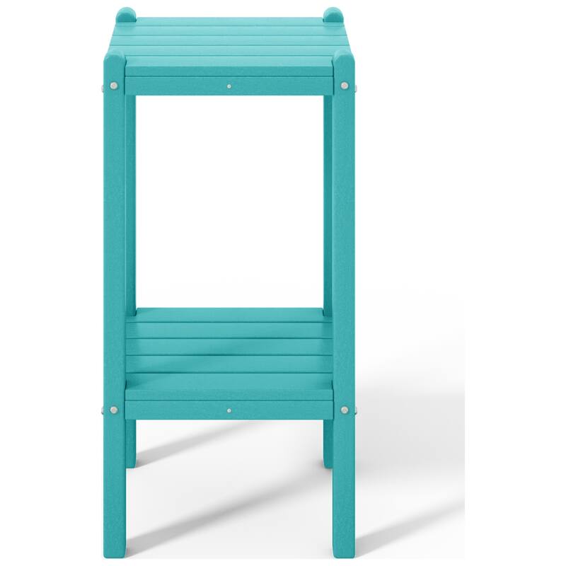 Polytrends Laguna Hdpe All Weather Outdoor Patio Two Shelf Square Table