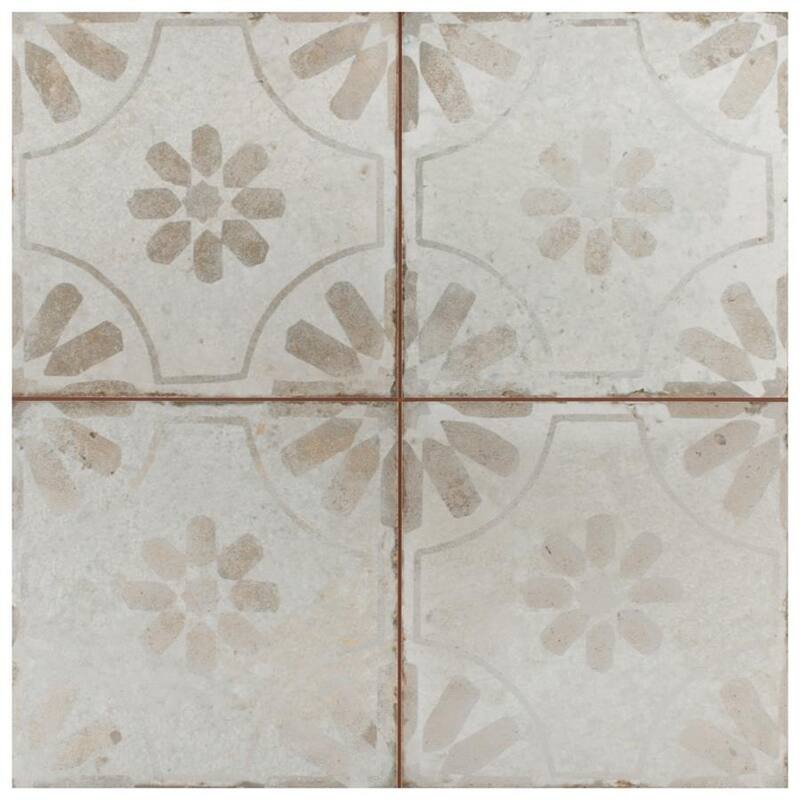 Merola Tile Kings Blume White 17-5/8" x 17-5/8" Ceramic Floor and Wall Tile