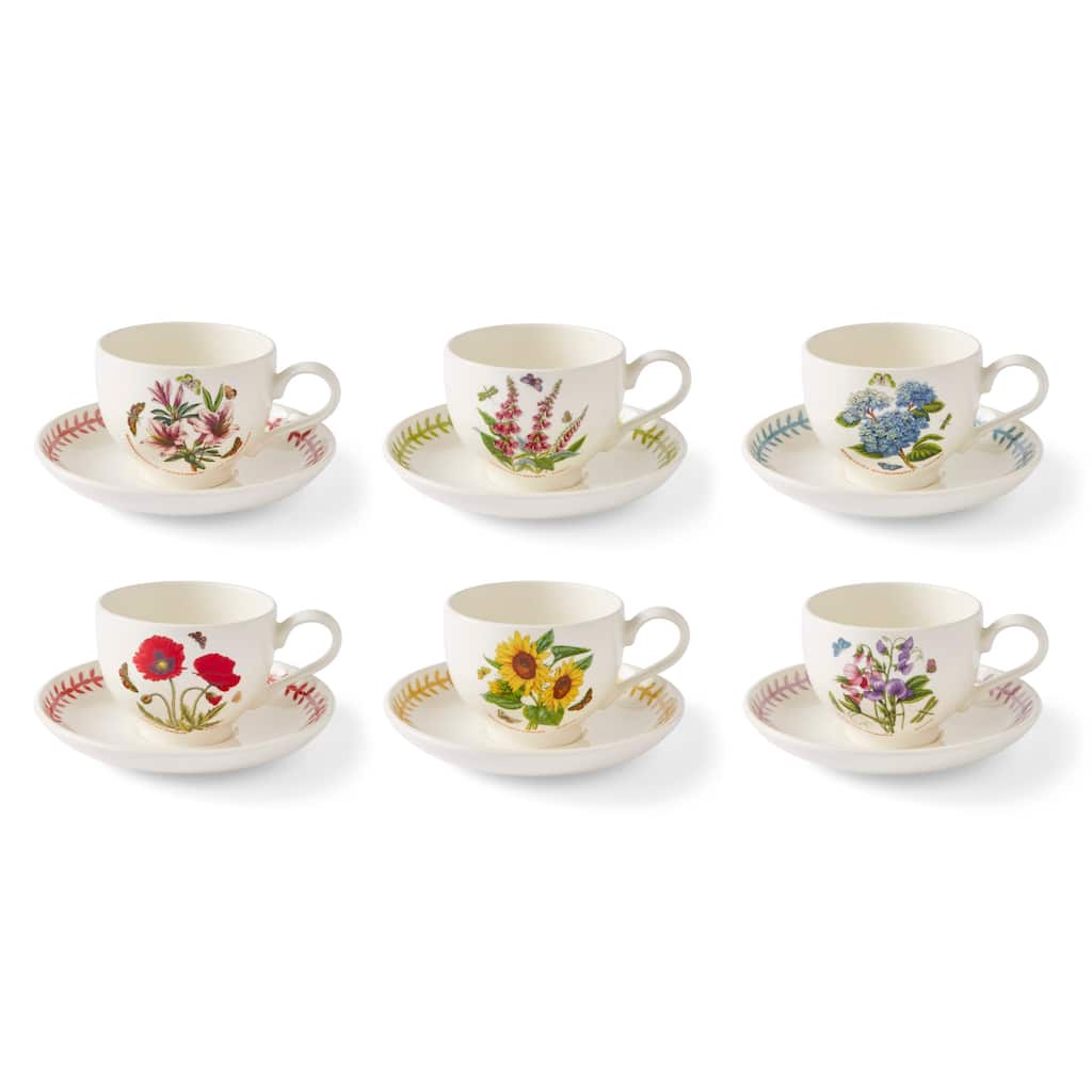 Portmeirion Botanic Garden Set of 6 Meadow Breakfast Cup and Saucer - 8.5 oz