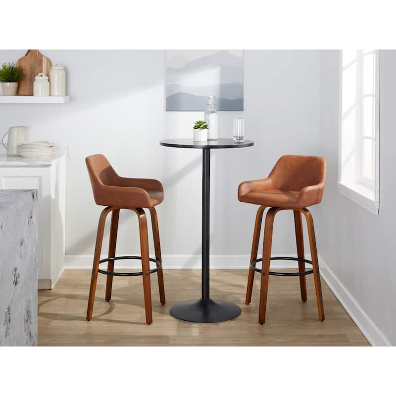 Porch & Den Galotti 30" Fixed-Height Bar Stool with Bent Wood Legs & Round Footrest (Set of 2)