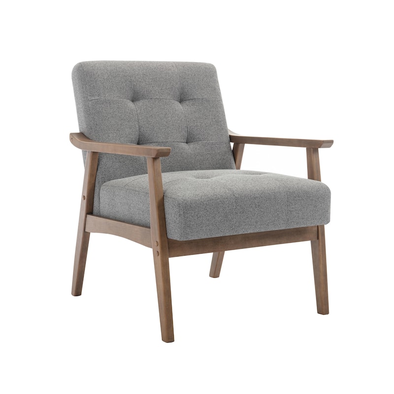Porthos Home Galina Fabric Accent Chair with Rubberwood Legs - Grey
