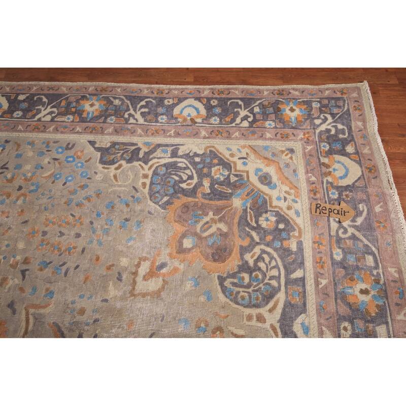 Medallion Tabriz Persian Vintage Area Rug Hand-Knotted Wool Carpet - 9'6" x 12'8"