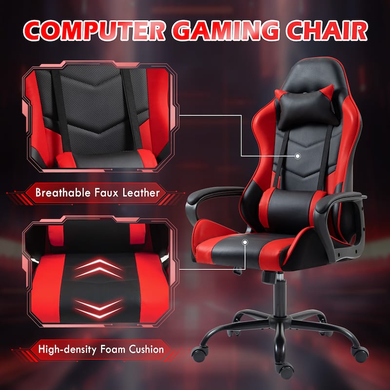 EROMMY Ergonomic Gaming Chair with Massage Lumbar, Rocking Function, Adjustable Support, 360° Swivel