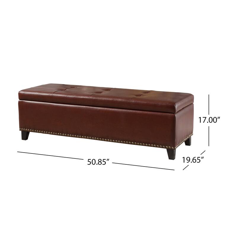 Gavin Contemporary Storage Ottoman with Nailhead Trim by Christopher Knight Home