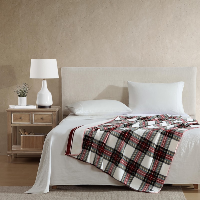 Nautica Plush Fleece Reversible Throw Blanket
