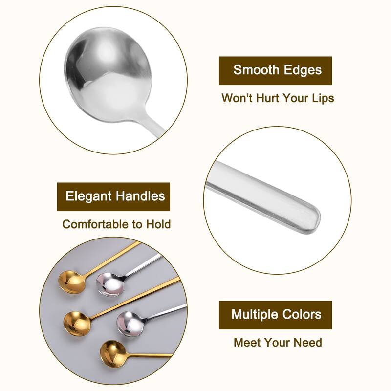 8Pcs 5" Stainless Steel Espresso Spoons Mini Coffee Spoon Teaspoon
