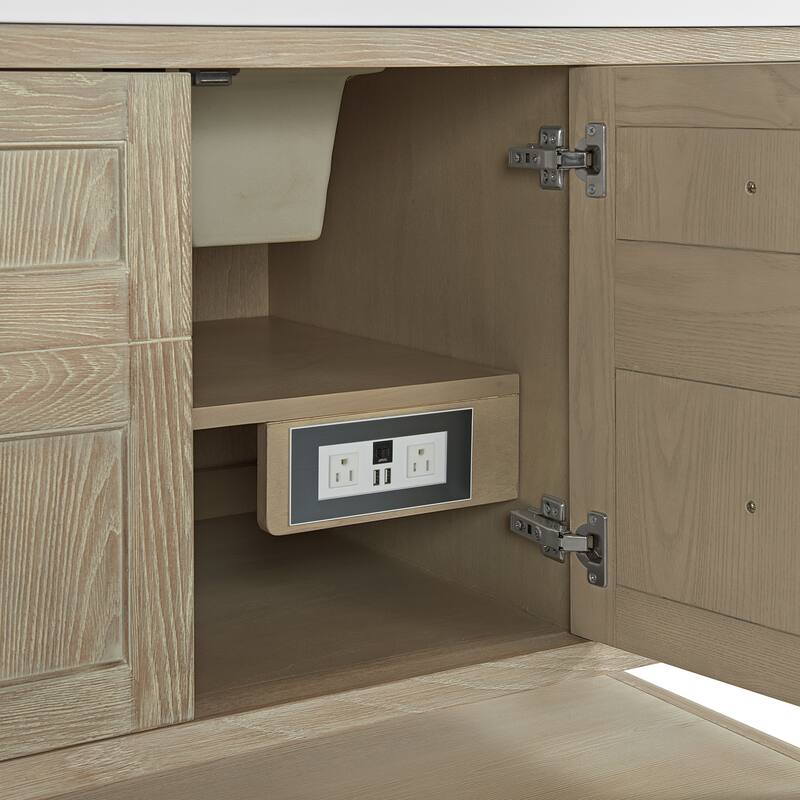 Breckenridge 60" Single Vanity, Whitewashed Oak, w/FreePower Wireless Charger