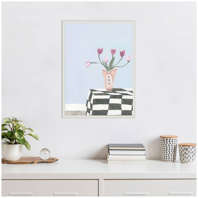 Kate and Laurel Painted Table by Teju Reval Framed Canvas Wall Art Print