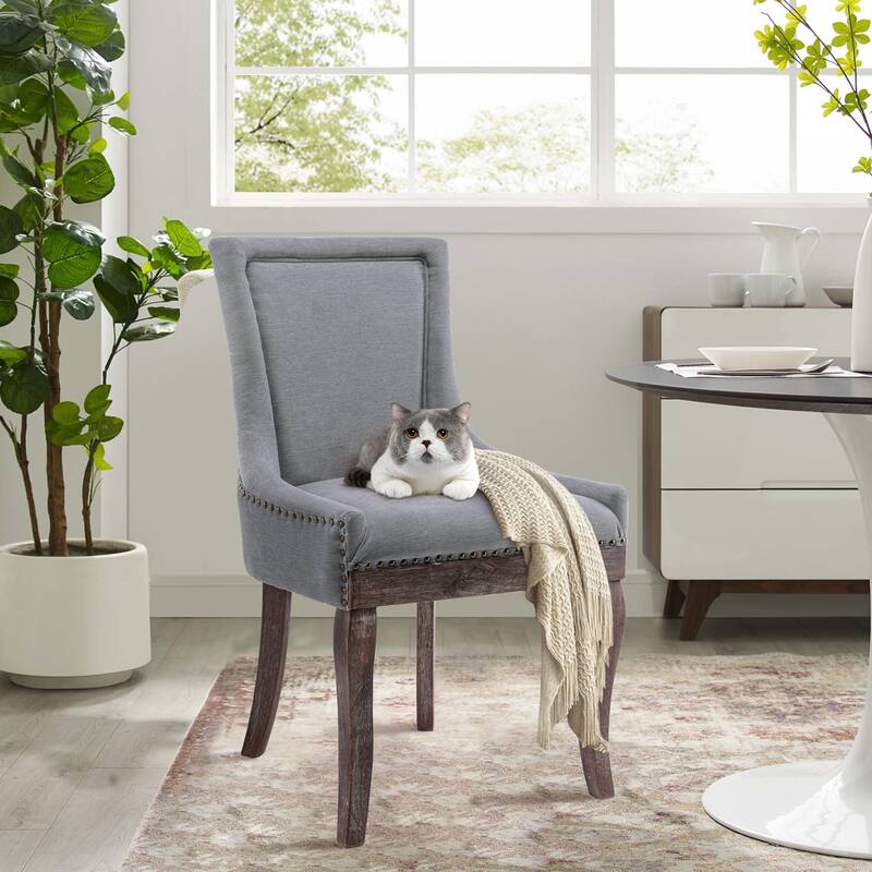 Traditional Tufted Ultra Upholstered Wingback Dining Chair Set of 2 - Grey