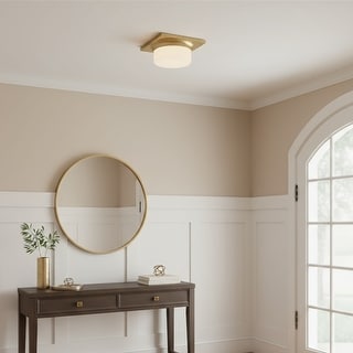 10-in Antique Brass LED Flush Mount