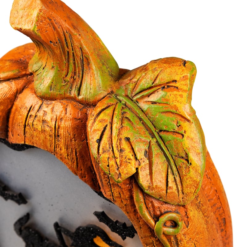 Witch Stirring Flickering Cauldron Scene Inside Pumpkin Halloween Decoration - 13" - LED Orange Light