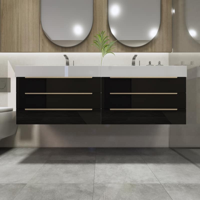 Noble 60" Floating Vanity with Reinforced Acrylic Double Sink
