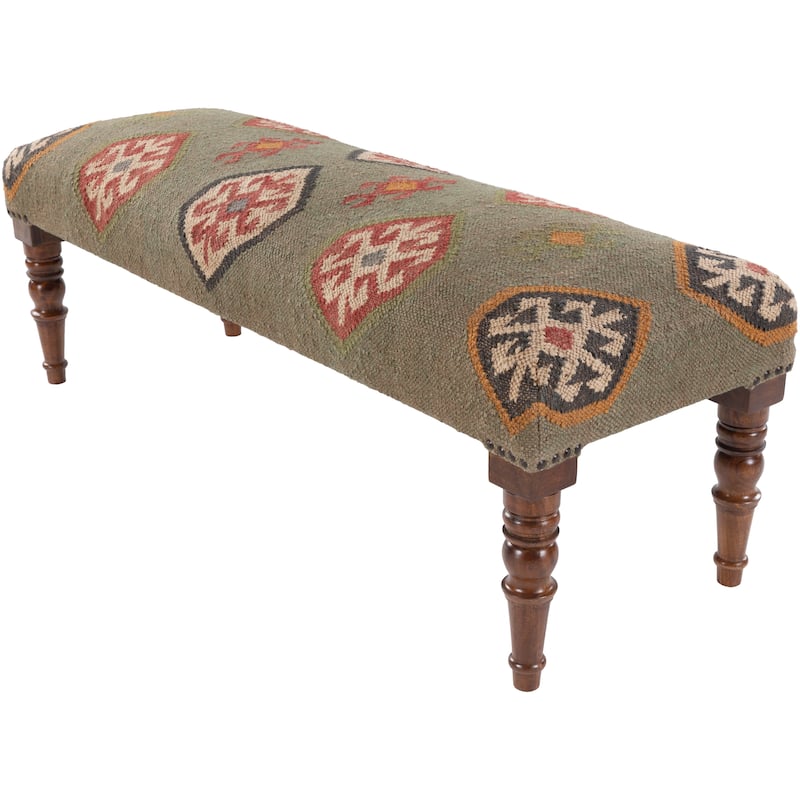 Livabliss Anupama Southwestern Upholstered Jute Bench