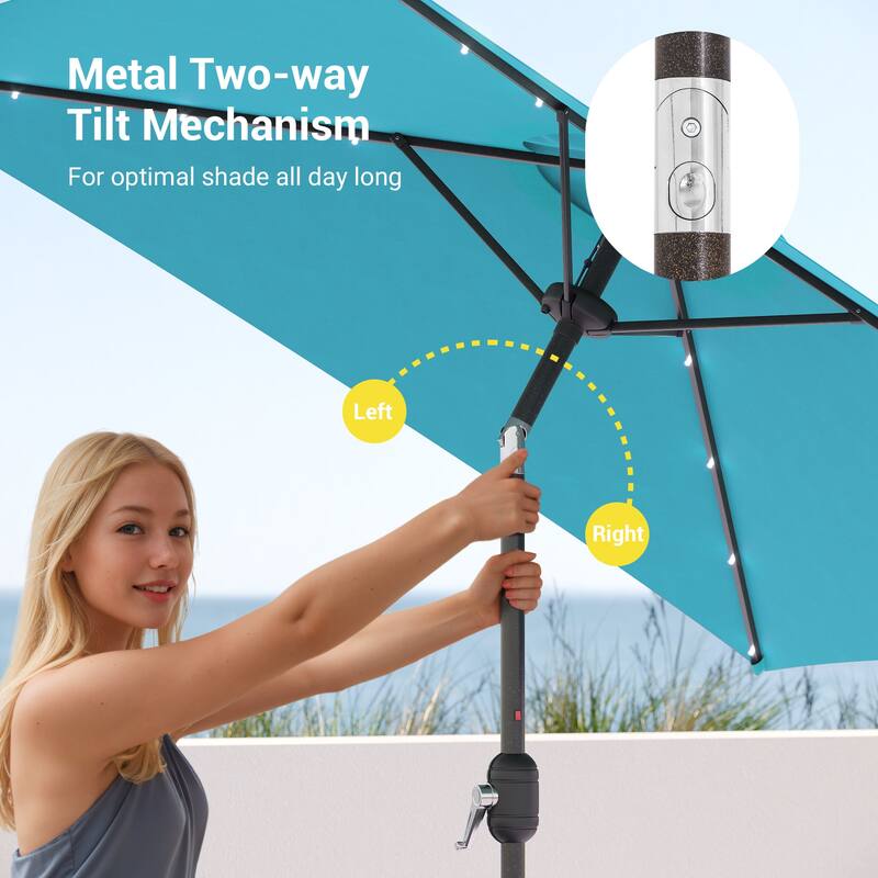 BONOSUKI 6.5x6.5Ft LED Patio Market Umbrella Weather-Resistant Frame