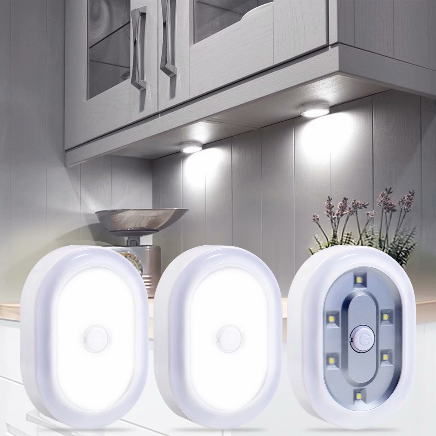 3// 6X Wireless LED Puck Lights Closet Under Cabinet Lighting With Remote Control