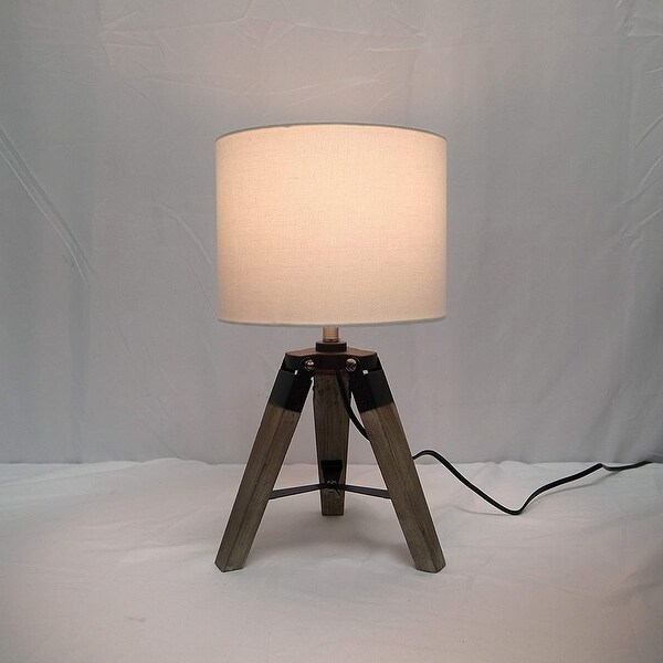 Mestar Decor 16" Mid-Century Modern Table Lamp with Handmade Wooden Tripod Base 