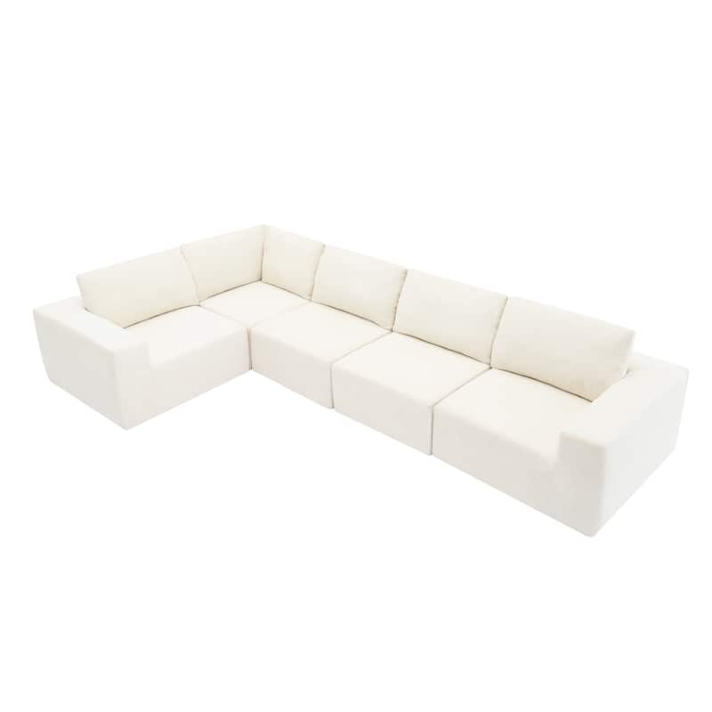 116"x116" Terrycloth Modular Sectional Sofa (5-Piece, No Assembly)
