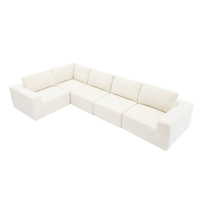 147" Fabric Modular Sectional Sofa with No Assembly, Wide Seats & Cloud Comfort