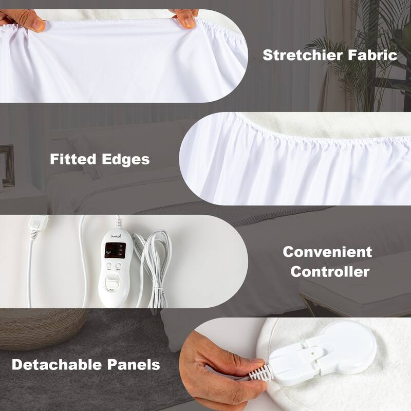 Heated Electric Mattress Queen with 8 Temperature 4 Timing Function - White