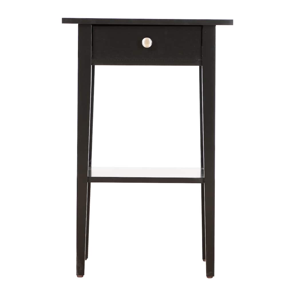 1-Drawer Black Nightstand with Open Shelf, 28 Inch Ready to Assemble Wood Bedside Table for Bedroom