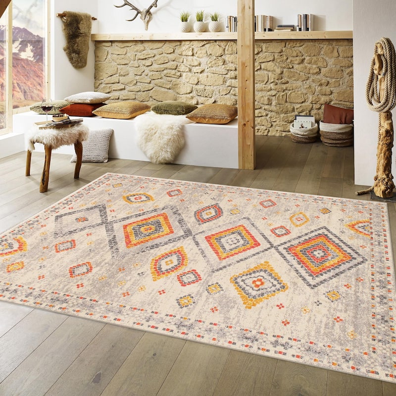 Pasargad Home Turkish Aldora Design Geometric Beige Area Rug