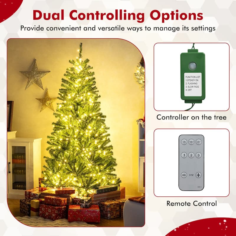 Gymax 6 FT Pre-Lit Artificial Christmas Tree w/ Remote Control