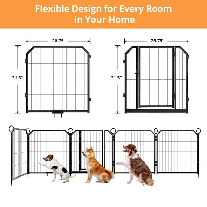 8 Panels 32 Inch Portable Dog Playpen and Pet Fence Indoor and Outdoor - 8 Pcs