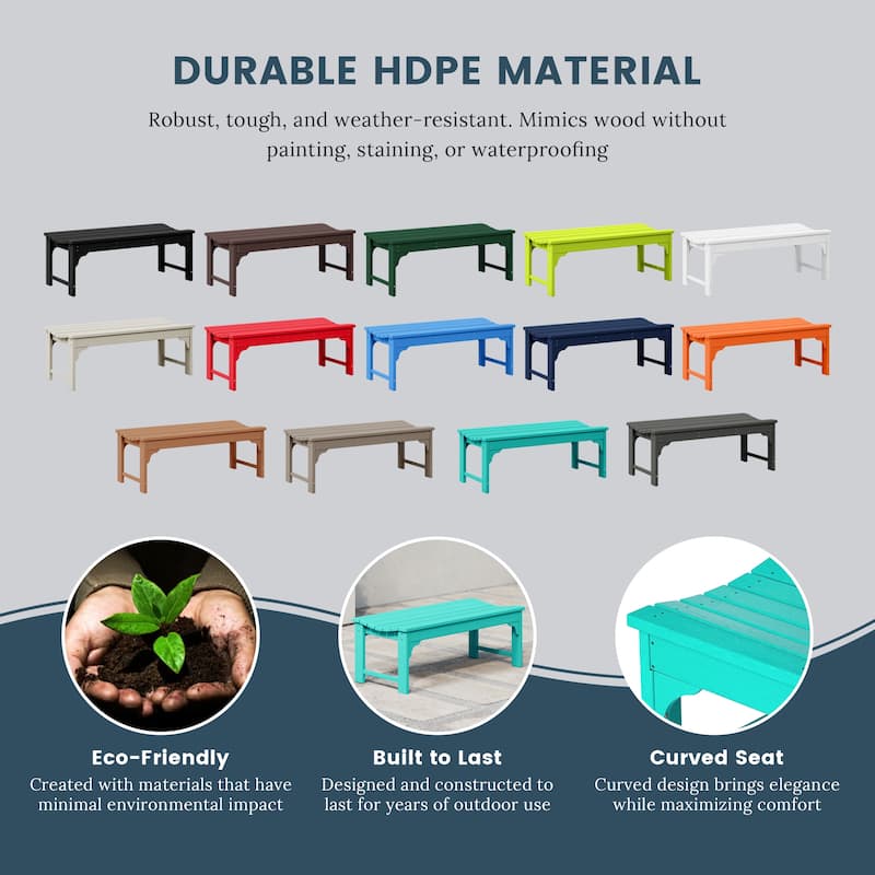 Polytrends Laguna Hdpe All Weather Outdoor Patio 48" Bench