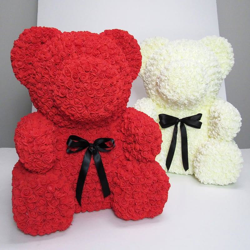 XL Forever Rose Bear Flower Teddy Bear 25" with Gift Box for Valentines Day, Anniversary, Birthday, Gift for Her