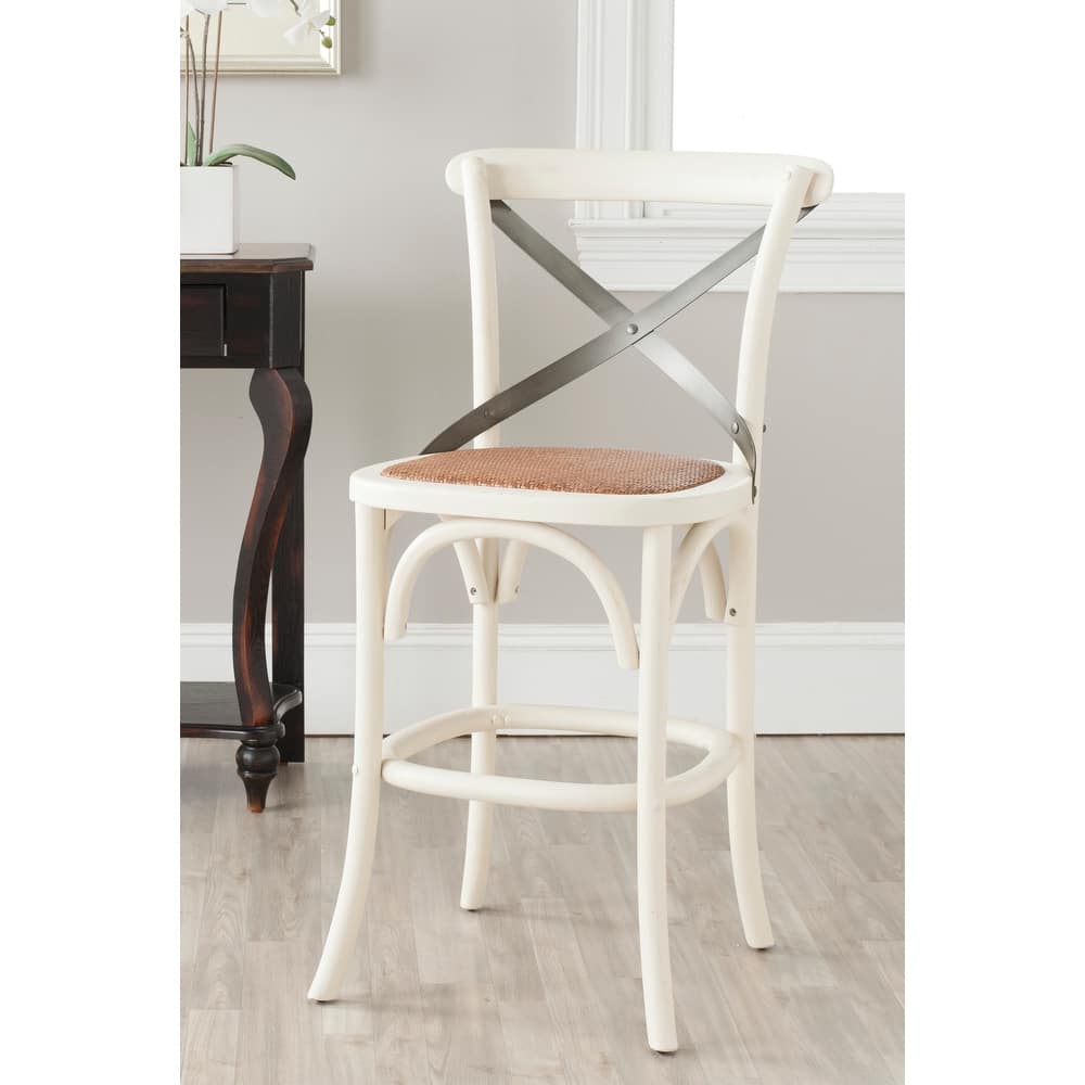 SAFAVIEH Doris 24-inch x-Back Antique White Counter Stool - 20Wx22Dx39H