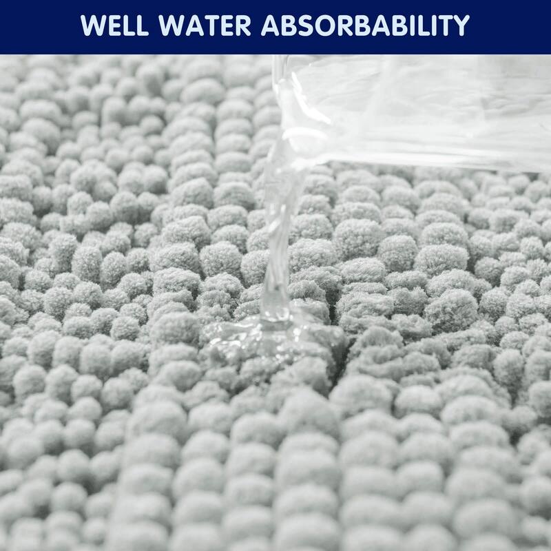 Subrtex Super Soft Absorbent Braided Bathroom Mats Chenille Bath Rugs