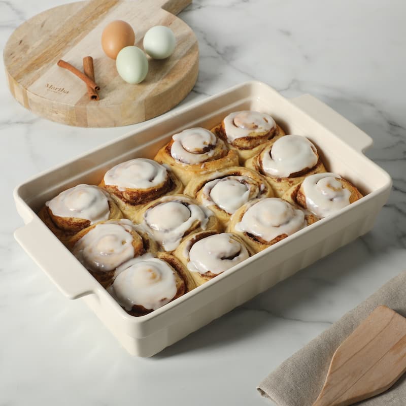 Martha Stewart Broadbrook Ceramic Bakeware, 13x9 Inch Rectangular Baking Dish with Handles