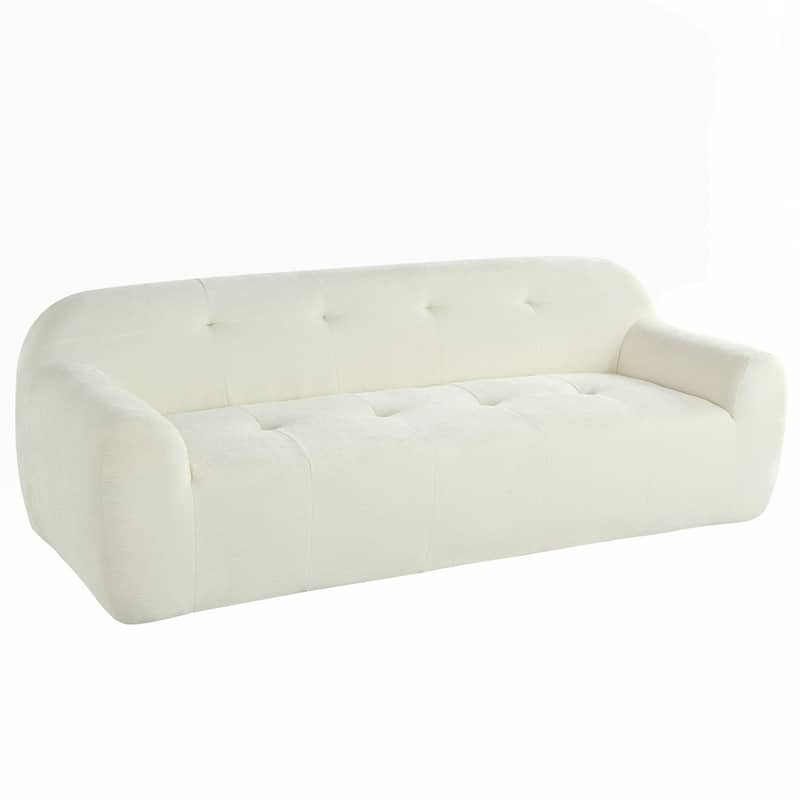 Full Sponge Compression Design Chenille Fabric 3-Seater Sofa with Tufted Style