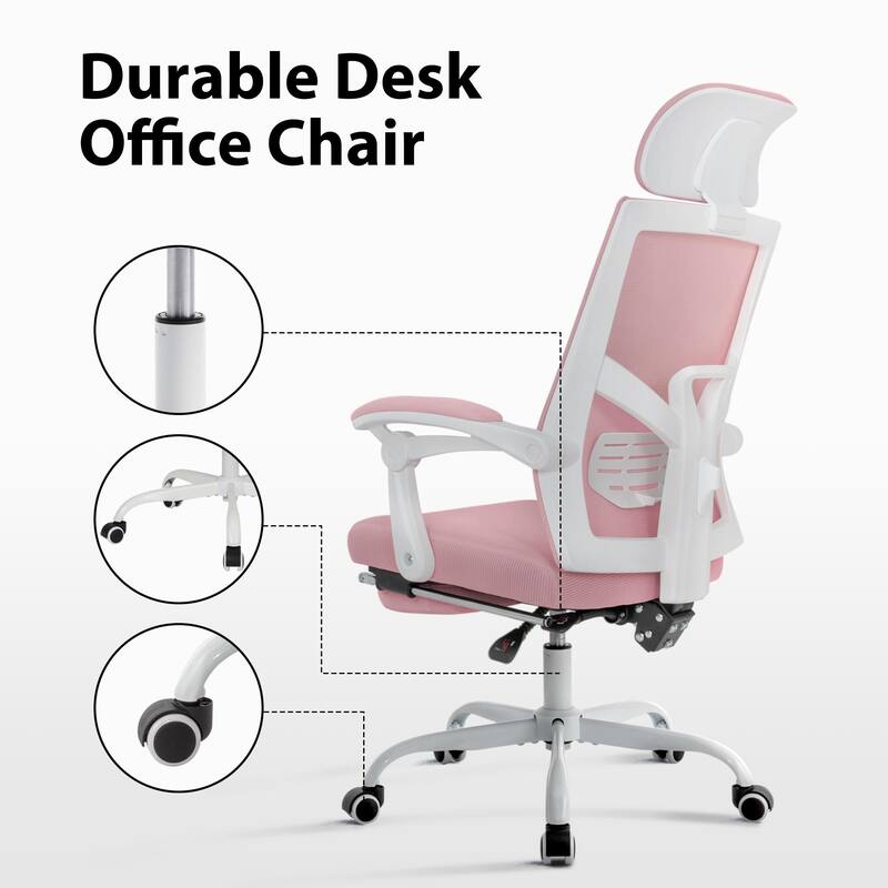 Ergonomic Mesh Office Chair with Adjustable Lumbar Support & Footrest