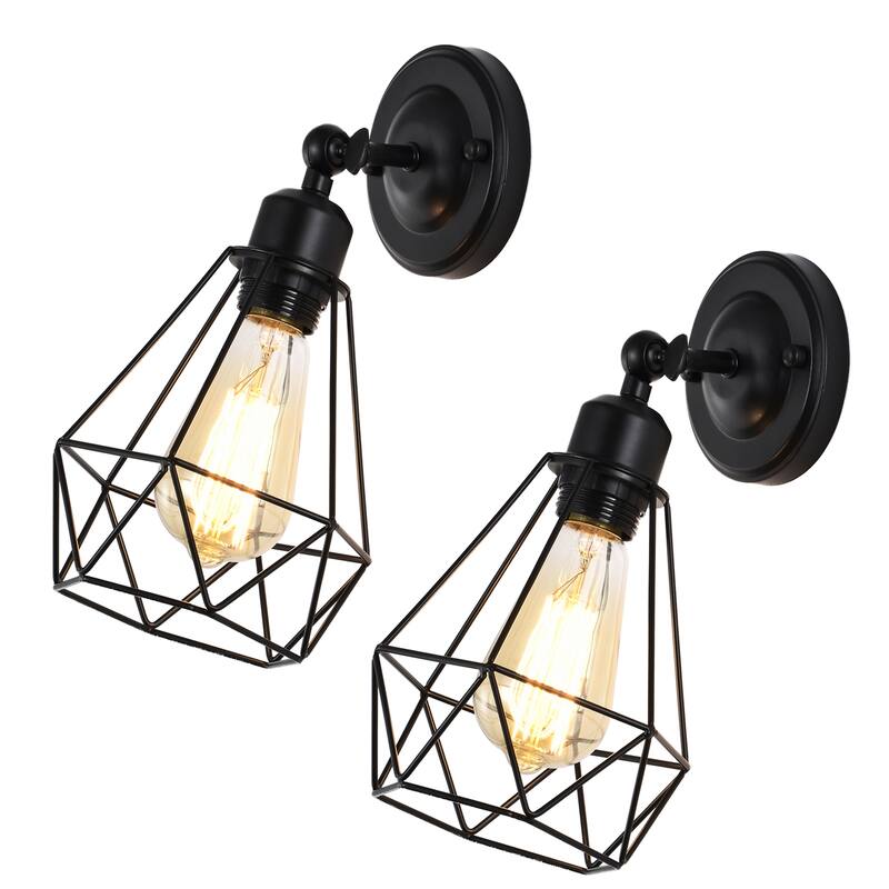 Adjustable Industrial Wall Sconces Indoor Wall Light Fixture Set of 2